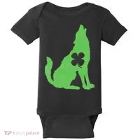 Wolf Wolves St. Patrick's Day Irish Shamrock Saint Paddy's Baby Bodysuit thumb 0