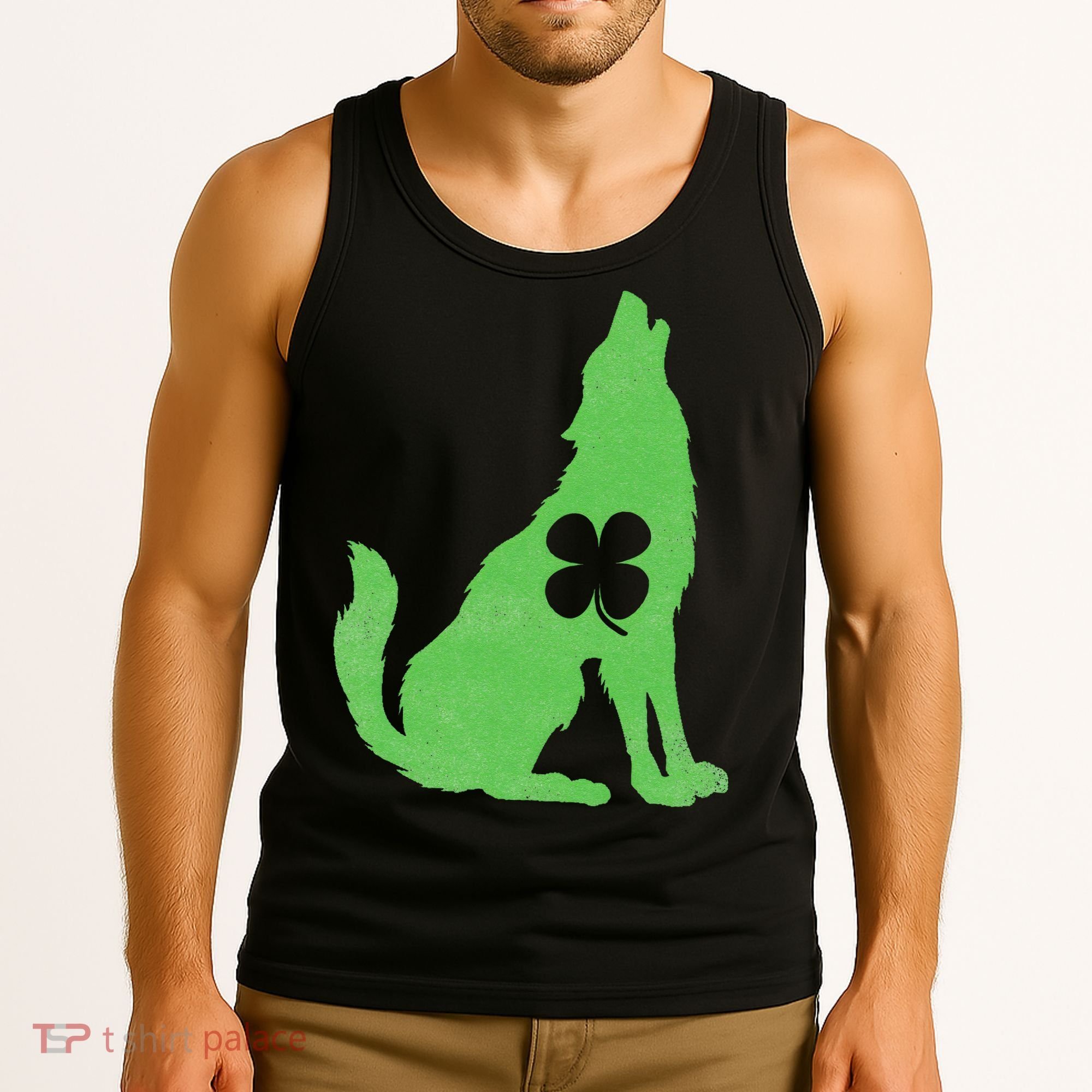 Wolf Wolves St. Patrick's Day Irish Shamrock Saint Paddy's Tank Top