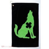 Wolf Wolves St. Patrick's Day Irish Shamrock Saint Paddy's Golf Towel thumb 0