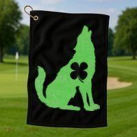 Wolf Wolves St. Patrick's Day Irish Shamrock Saint Paddy's Golf Towel thumb 1