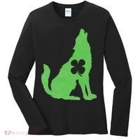 Wolf Wolves St. Patrick's Day Irish Shamrock Saint Paddy's Women's Long Sleeve Shirt thumb 0