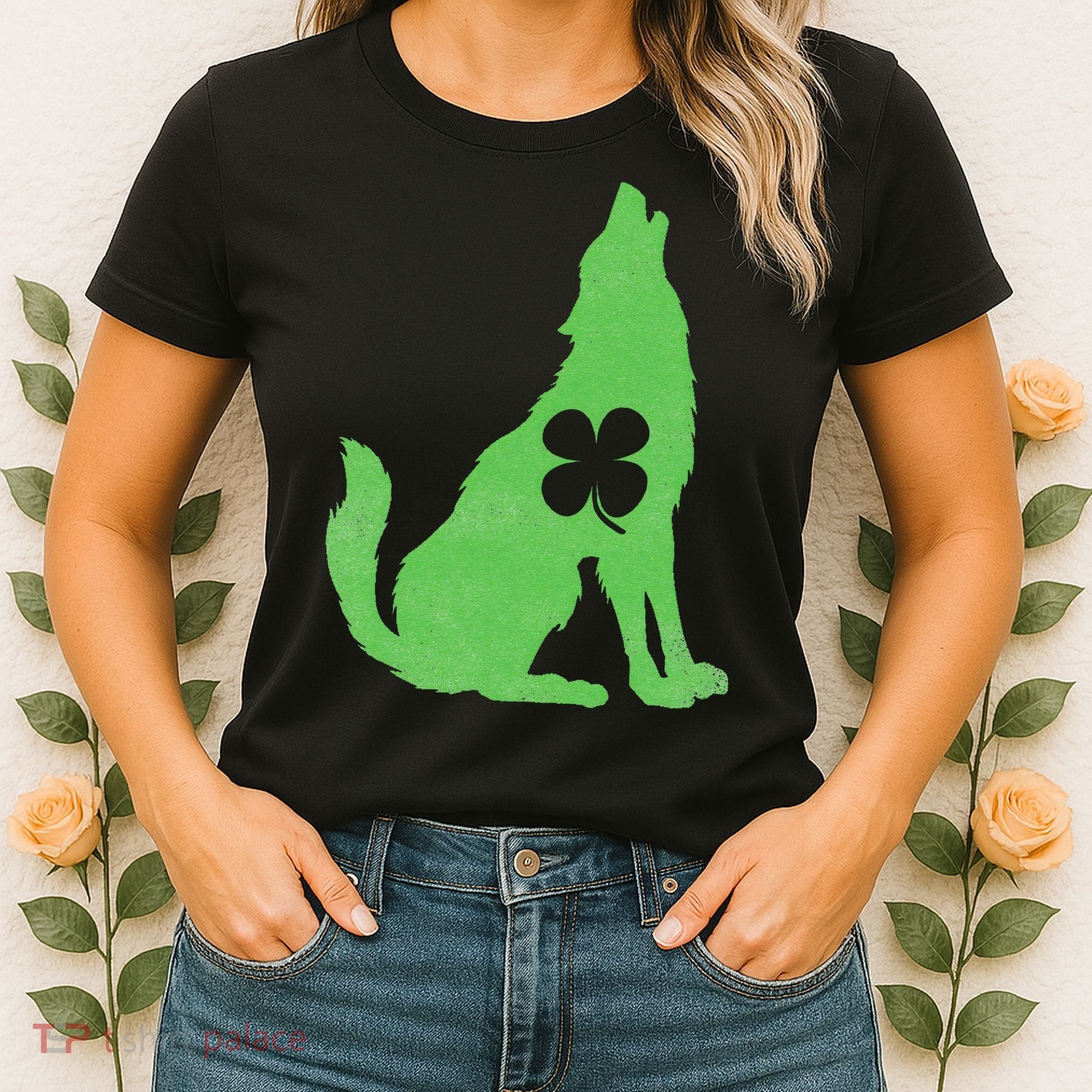 Wolf Wolves St. Patrick's Day Irish Shamrock Saint Paddy's Women's T-Shirt