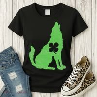 Wolf Wolves St. Patrick's Day Irish Shamrock Saint Paddy's Women's T-Shirt thumb 3