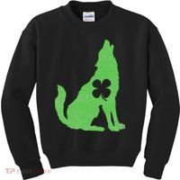 Wolf Wolves St. Patrick's Day Irish Shamrock Saint Paddy's Kids Sweatshirt thumb 0