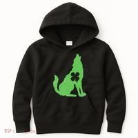 Wolf Wolves St. Patrick's Day Irish Shamrock Saint Paddy's Kids Hoodie thumb 0