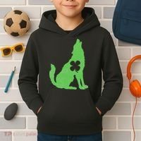 Wolf Wolves St. Patrick's Day Irish Shamrock Saint Paddy's Kids Hoodie thumb 2