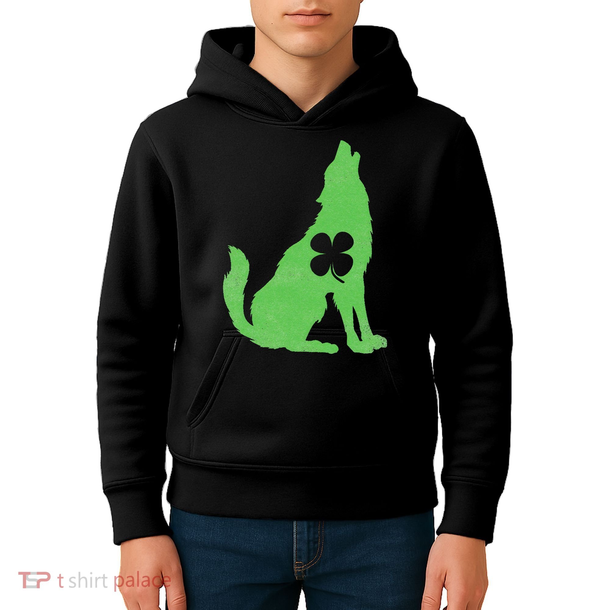 Wolf Wolves St. Patrick's Day Irish Shamrock Saint Paddy's Kids Hoodie