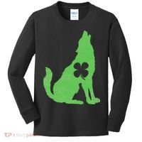 Wolf Wolves St. Patrick's Day Irish Shamrock Saint Paddy's Kids Long Sleeve Shirt thumb 0