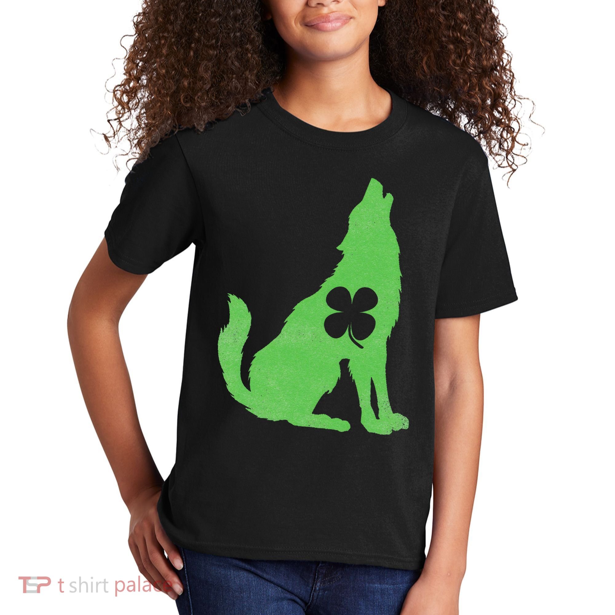 Wolf Wolves St. Patrick's Day Irish Shamrock Saint Paddy's Kids T-Shirt