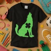Wolf Wolves St. Patrick's Day Irish Shamrock Saint Paddy's Kids T-Shirt thumb 3