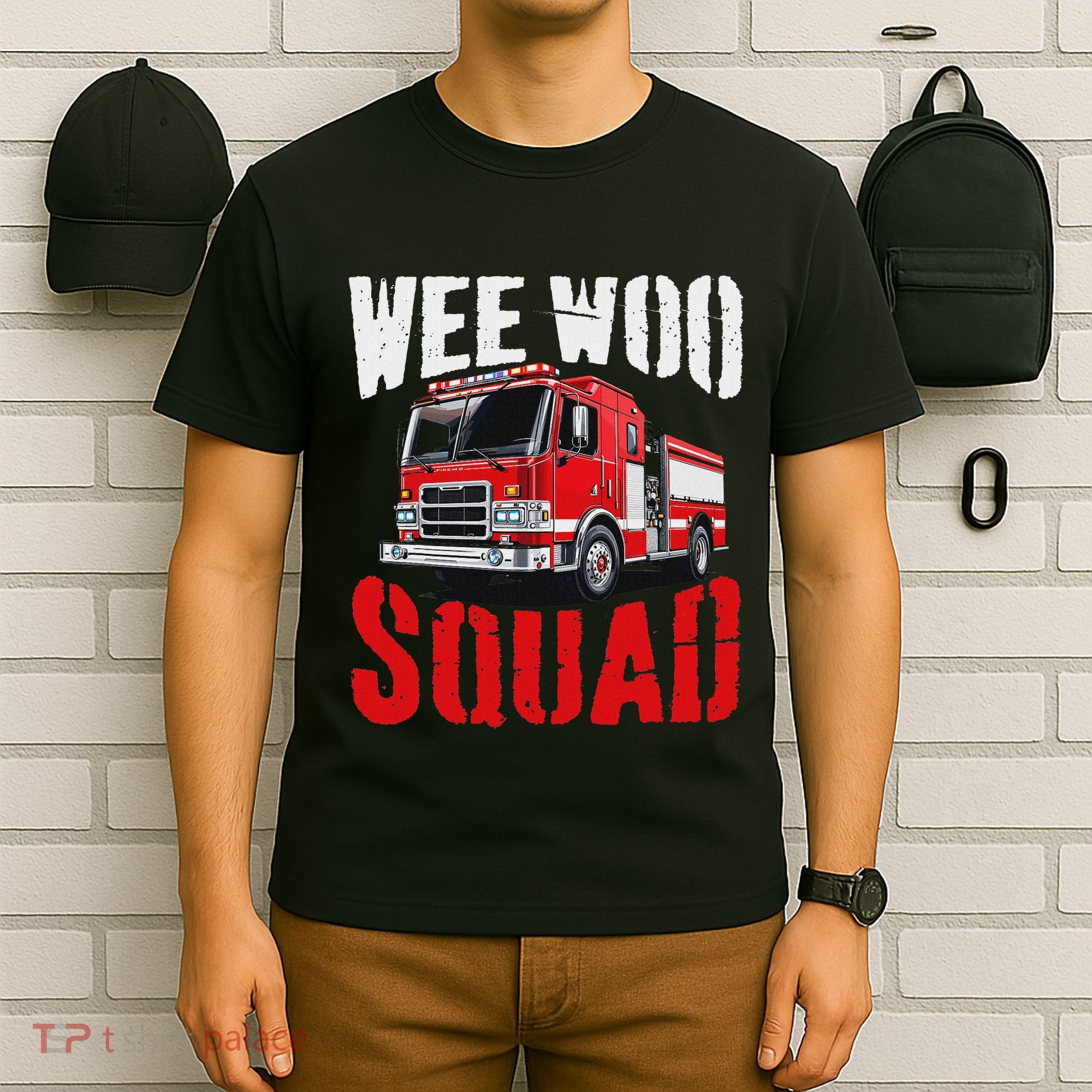 Wee Woo Squad Funny Firefighter Fire Truck Fireman Women T-Shirt