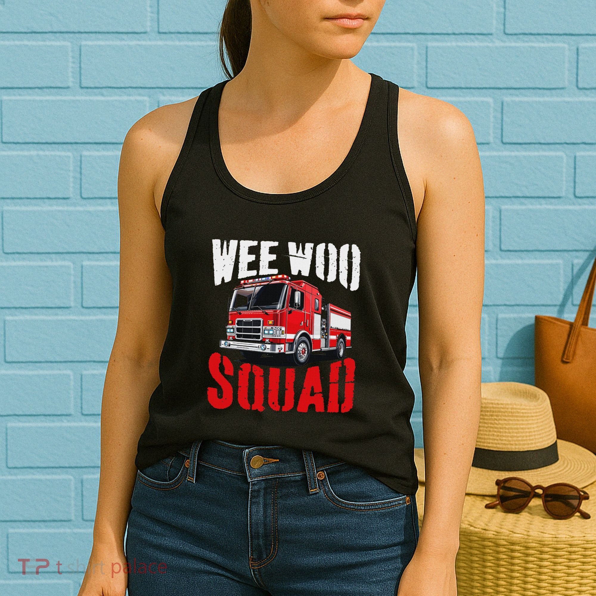 Wee Woo Squad Funny Firefighter Fire Truck Fireman Women Women's Tank Top