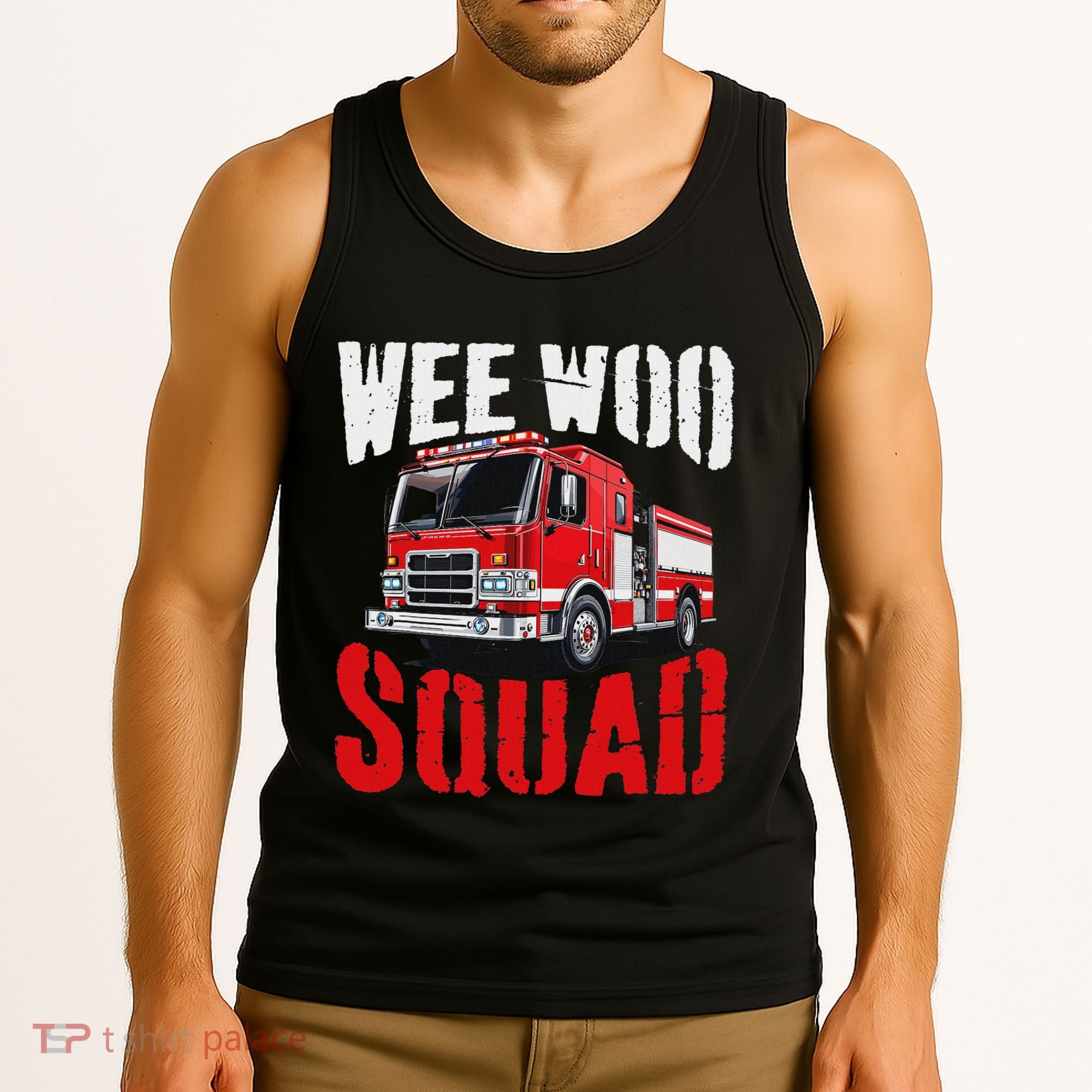 Wee Woo Squad Funny Firefighter Fire Truck Fireman Women Tank Top