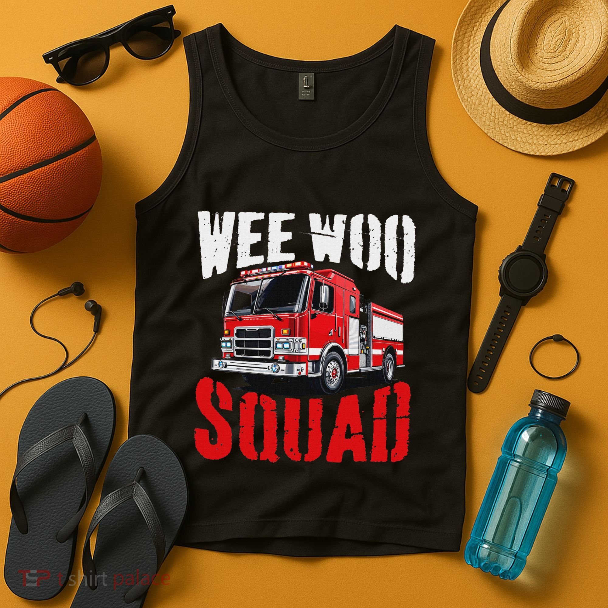 Wee Woo Squad Funny Firefighter Fire Truck Fireman Women Tank Top