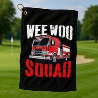Wee Woo Squad Funny Firefighter Fire Truck Fireman Women Golf Towel thumb 1