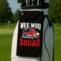 Wee Woo Squad Funny Firefighter Fire Truck Fireman Women Golf Towel thumb 2