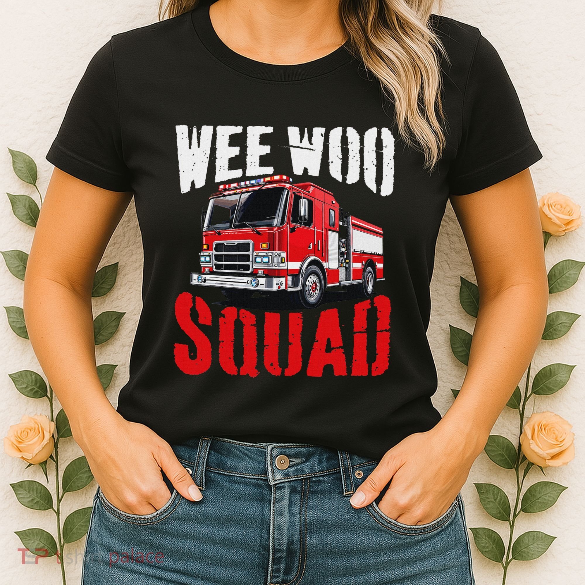 Wee Woo Squad Funny Firefighter Fire Truck Fireman Women Women's T-Shirt