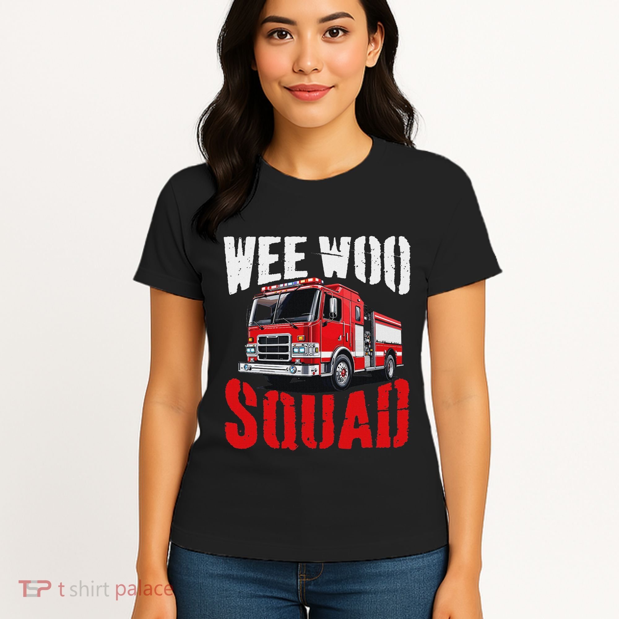 Wee Woo Squad Funny Firefighter Fire Truck Fireman Women Women's T-Shirt