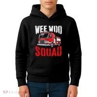 Wee Woo Squad Funny Firefighter Fire Truck Fireman Women Kids Hoodie thumb 4