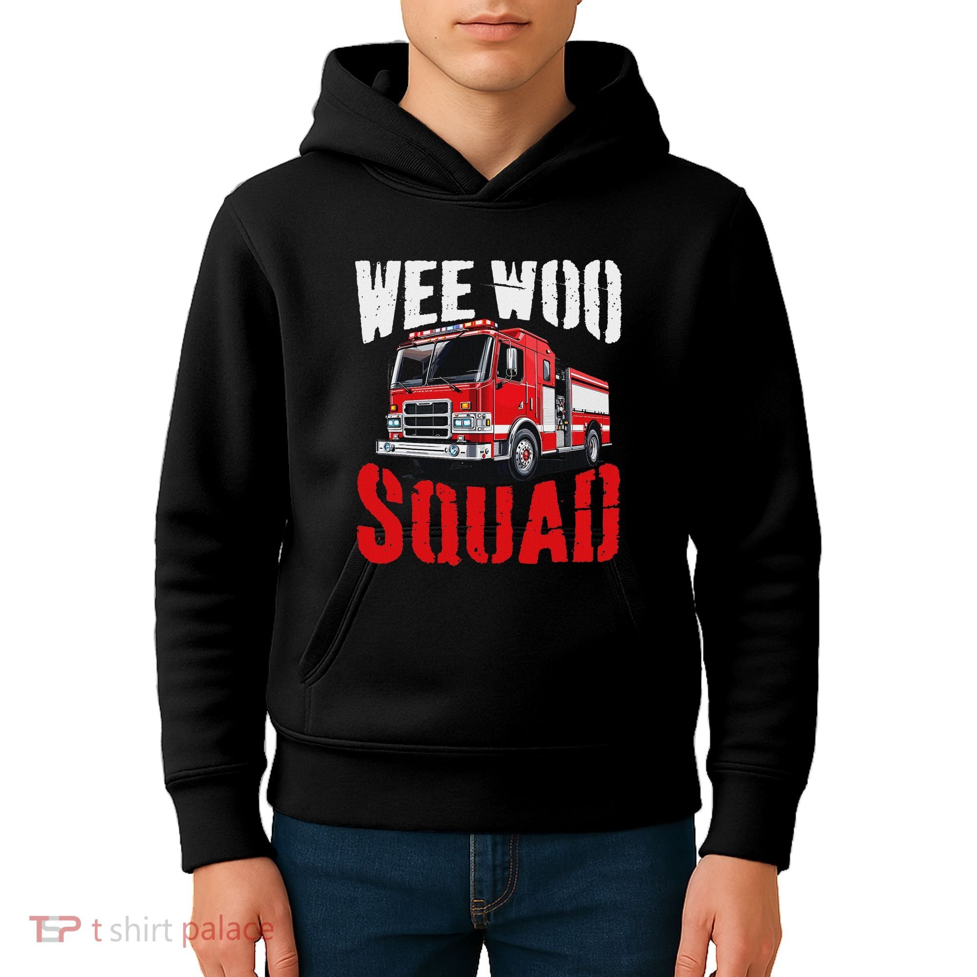 Wee Woo Squad Funny Firefighter Fire Truck Fireman Women Kids Hoodie