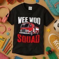 Wee Woo Squad Funny Firefighter Fire Truck Fireman Women Kids T-Shirt thumb 3