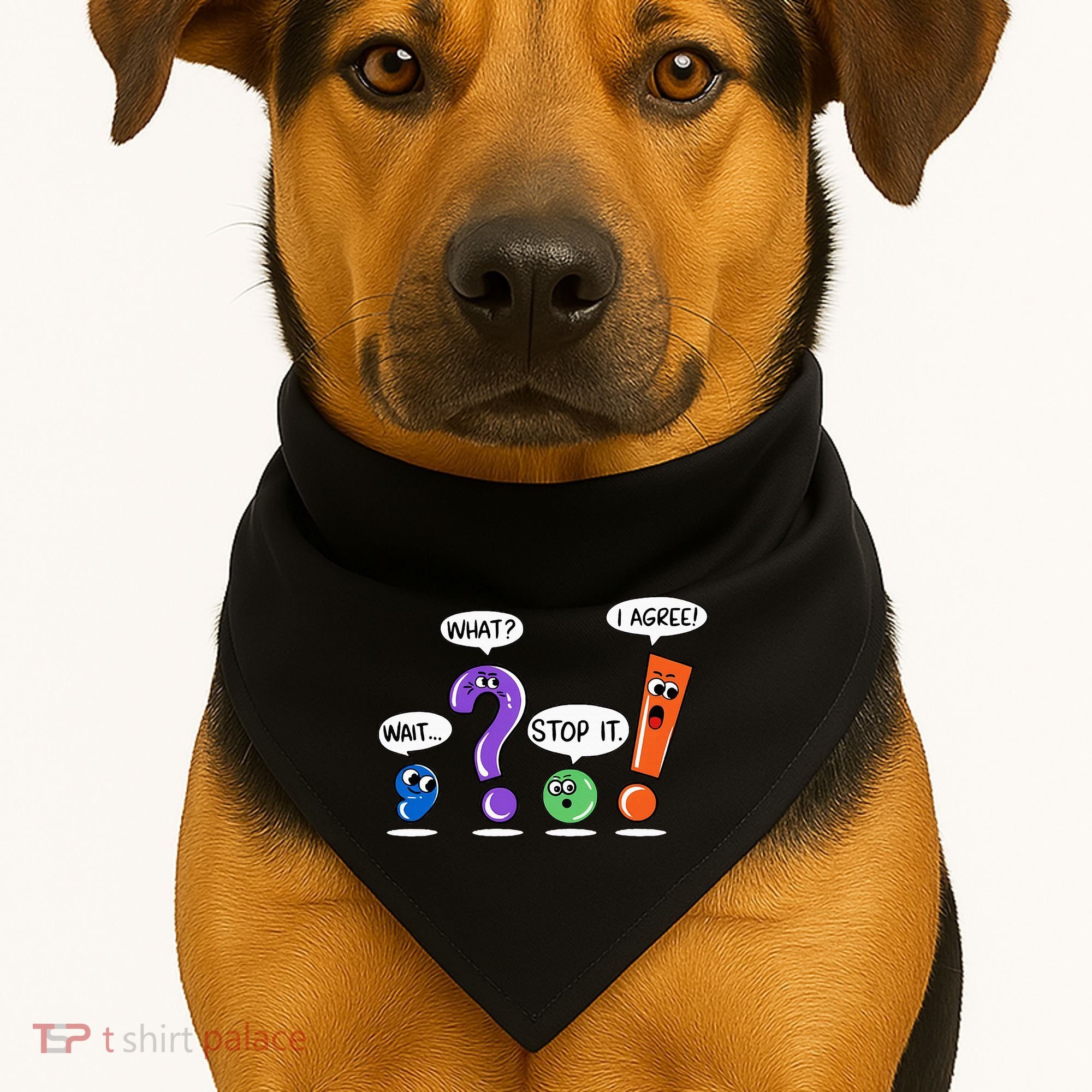 Wait What Stop It I Agree Funny Grammar Punctuation USA-Made Doggie Bandana