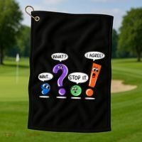 Wait What Stop It I Agree Funny Grammar Punctuation Golf Towel thumb 1
