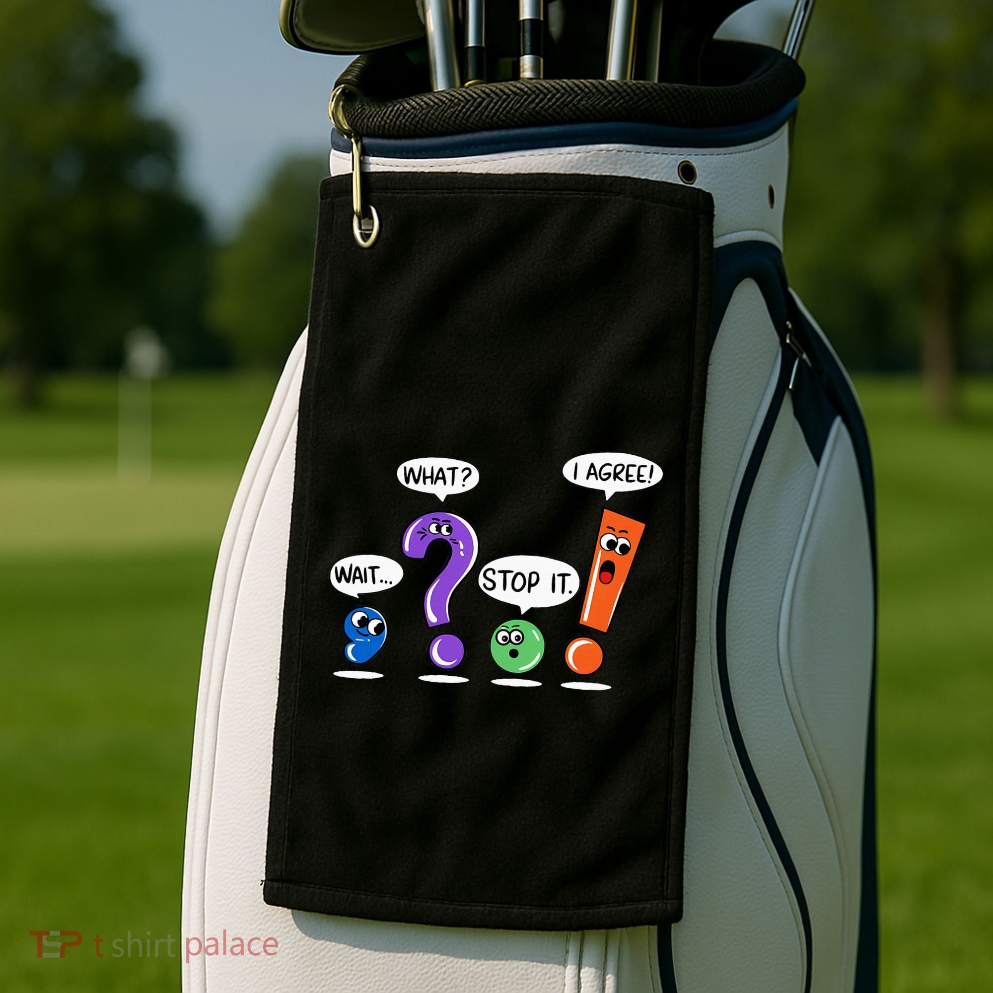 Wait What Stop It I Agree Funny Grammar Punctuation Golf Towel