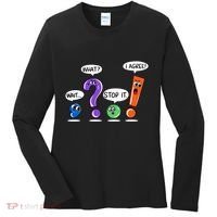 Wait What Stop It I Agree Funny Grammar Punctuation Women's Long Sleeve Shirt thumb 0