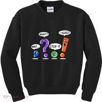 Wait What Stop It I Agree Funny Grammar Punctuation Kids Sweatshirt thumb 0