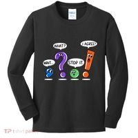 Wait What Stop It I Agree Funny Grammar Punctuation Kids Long Sleeve Shirt thumb 0