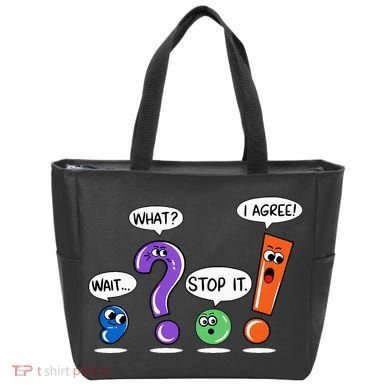 Wait What Stop It I Agree Funny Grammar Punctuation Tote Bag