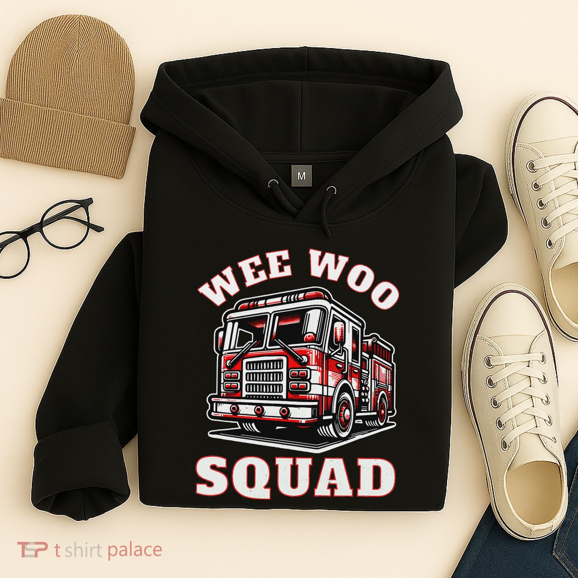 Wee Woo Squad Fire Truck Funny Firefighter Family Hoodie