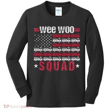 Wee Woo Squad Fire Truck Design Kids Long Sleeve Shirt