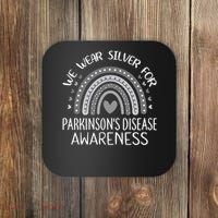 We Wear Silver Rainbow Parkinsons Disease Awareness Coaster thumb 0