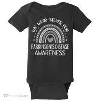 We Wear Silver Rainbow Parkinsons Disease Awareness Baby Bodysuit thumb 0