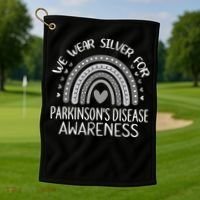 We Wear Silver Rainbow Parkinsons Disease Awareness Golf Towel thumb 1
