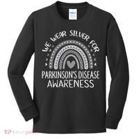 We Wear Silver Rainbow Parkinsons Disease Awareness Kids Long Sleeve Shirt thumb 0