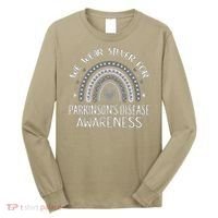 We Wear Silver Rainbow Parkinsons Disease Awareness Long Sleeve Shirt thumb 0