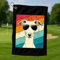 Whippet With Sunglasses Dog Lovers Golf Towel thumb 1
