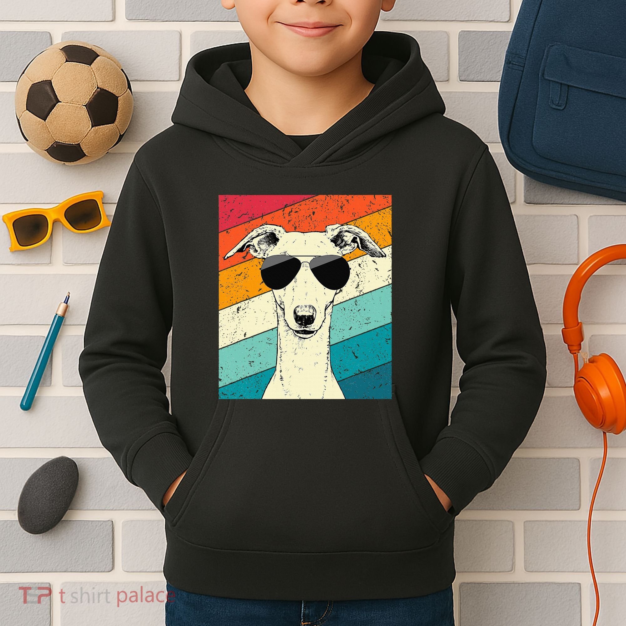 Whippet With Sunglasses Dog Lovers Kids Hoodie