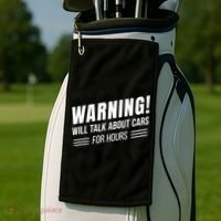 Warning Will Talk About Cars For Hours Golf Towel thumb 2