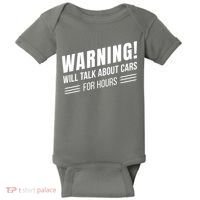Warning Will Talk About Cars For Hours Baby Bodysuit thumb 0