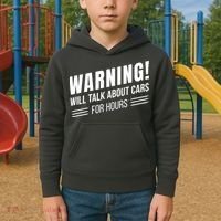 Warning Will Talk About Cars For Hours Kids Hoodie thumb 2