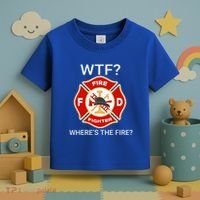 Wtf WhereS The Fire Funny Firefighter Toddler T-Shirt thumb 3