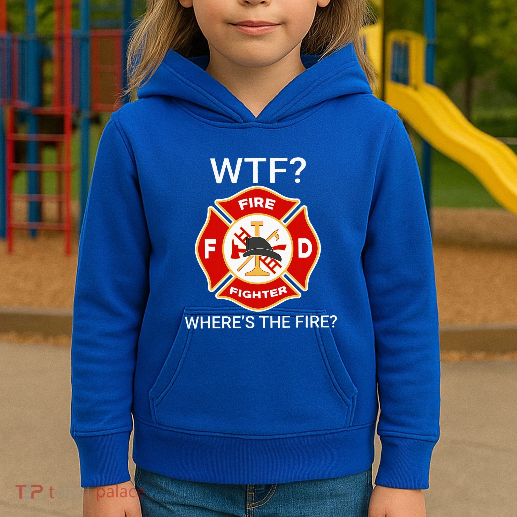 Wtf WhereS The Fire Funny Firefighter Kids Hoodie