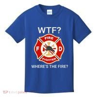 Wtf WhereS The Fire Funny Firefighter Kids T-Shirt thumb 0