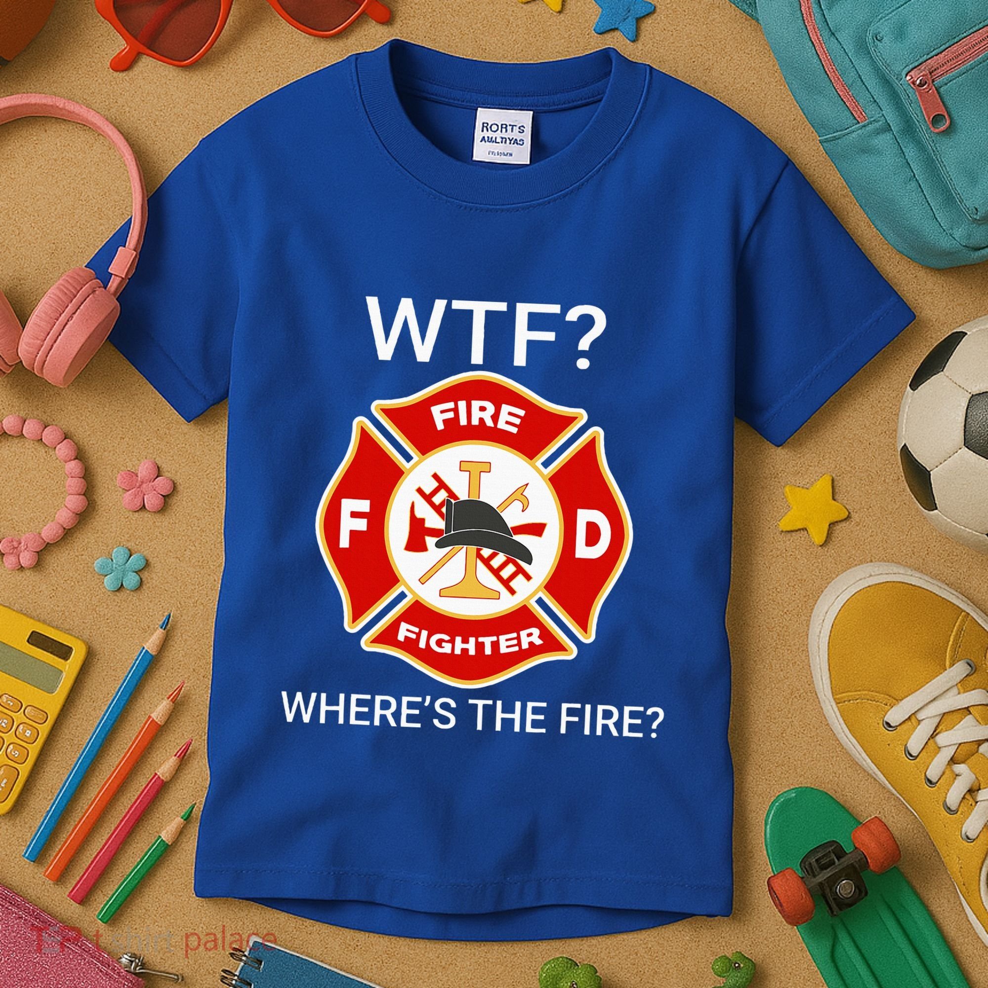 Wtf WhereS The Fire Funny Firefighter Kids T-Shirt