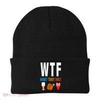 WTF Whiskey Turkey Family Thanksgiving Funny Gift Beanie thumb 0