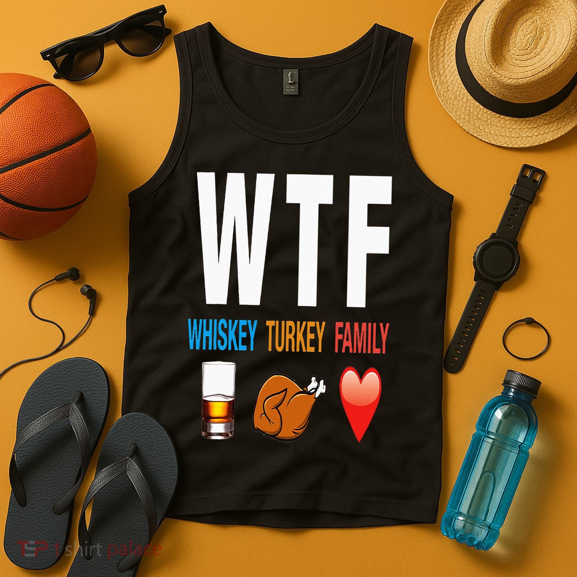 WTF Whiskey Turkey Family Thanksgiving Funny Gift Tank Top